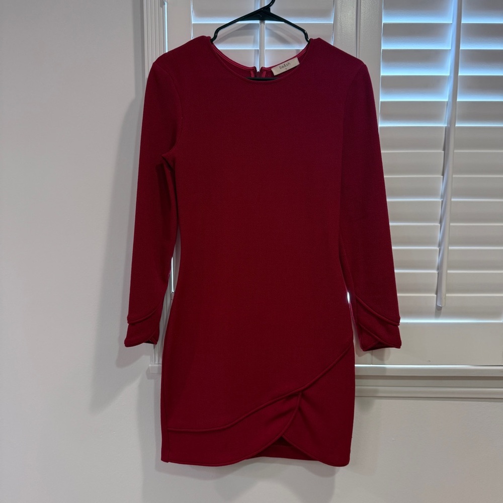 ba&sh Red Long Sleeve Bodycon Dress